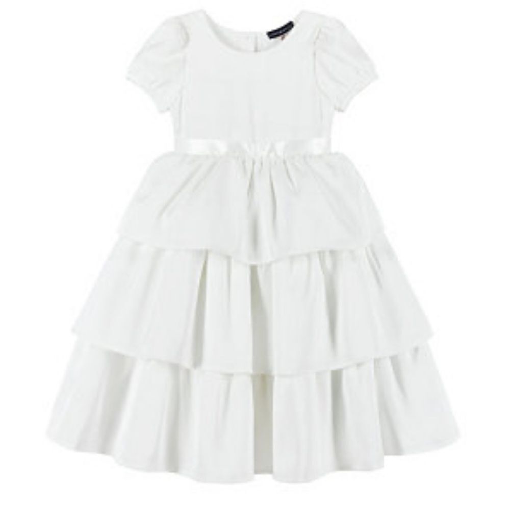 Andy & Evan Girls Puff Sleeve Satin Tiered Dress 12 NEW MSRP $99